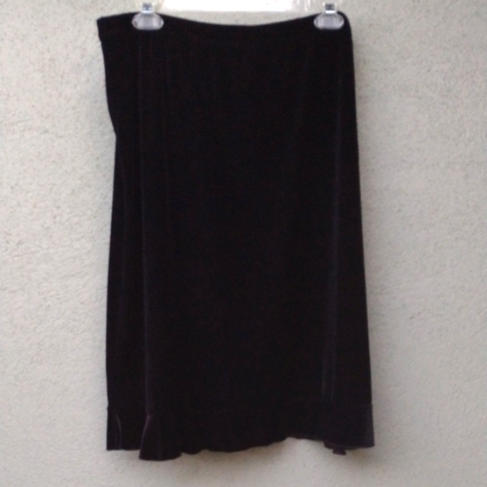 Vintage AGB Byer California Elegant Black Stretch Velvet Midi Skirt Women's XL